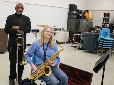 Sam Richardson with student